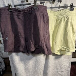 Under Armour Women’s Dusty Plum and Pale Lemon Yellow Athletic Shorts Duo